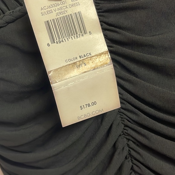 BCBG Maxazria Little Black V Neck Jersey Dress NWT - Picture 4 of 5